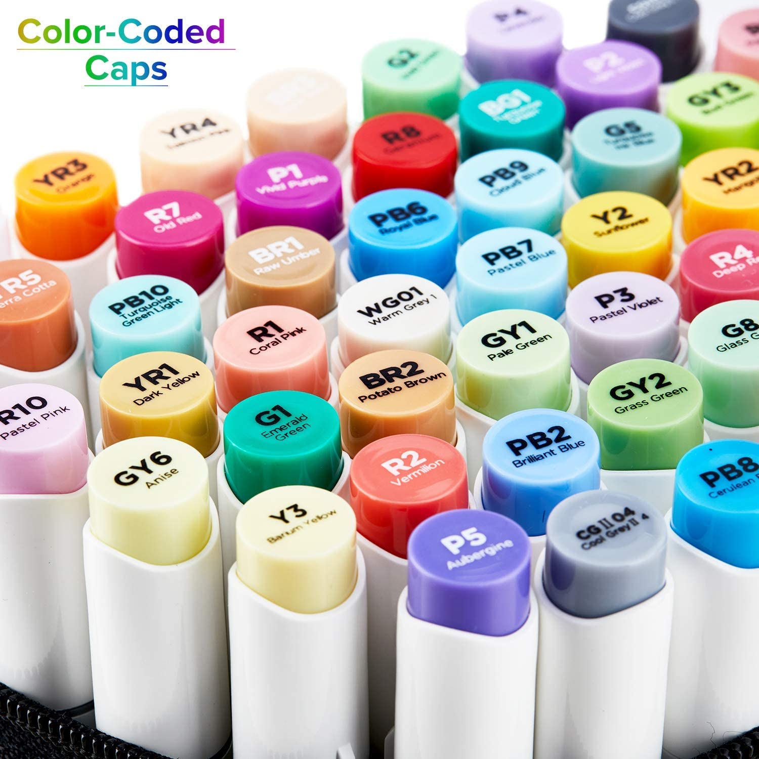 Ohuhu 48 Marcadores de Alcohol + 1 blender | Colores Vibrantes | Honolulu B: Pincel y Fina