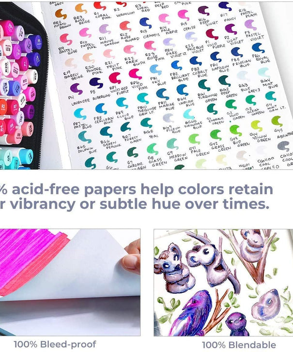 Sketchbook Ohuhu Para Marcadores de Alcohol Anillado | 25,4 x 19,3 CM, 60 hojas | 200 g/m2