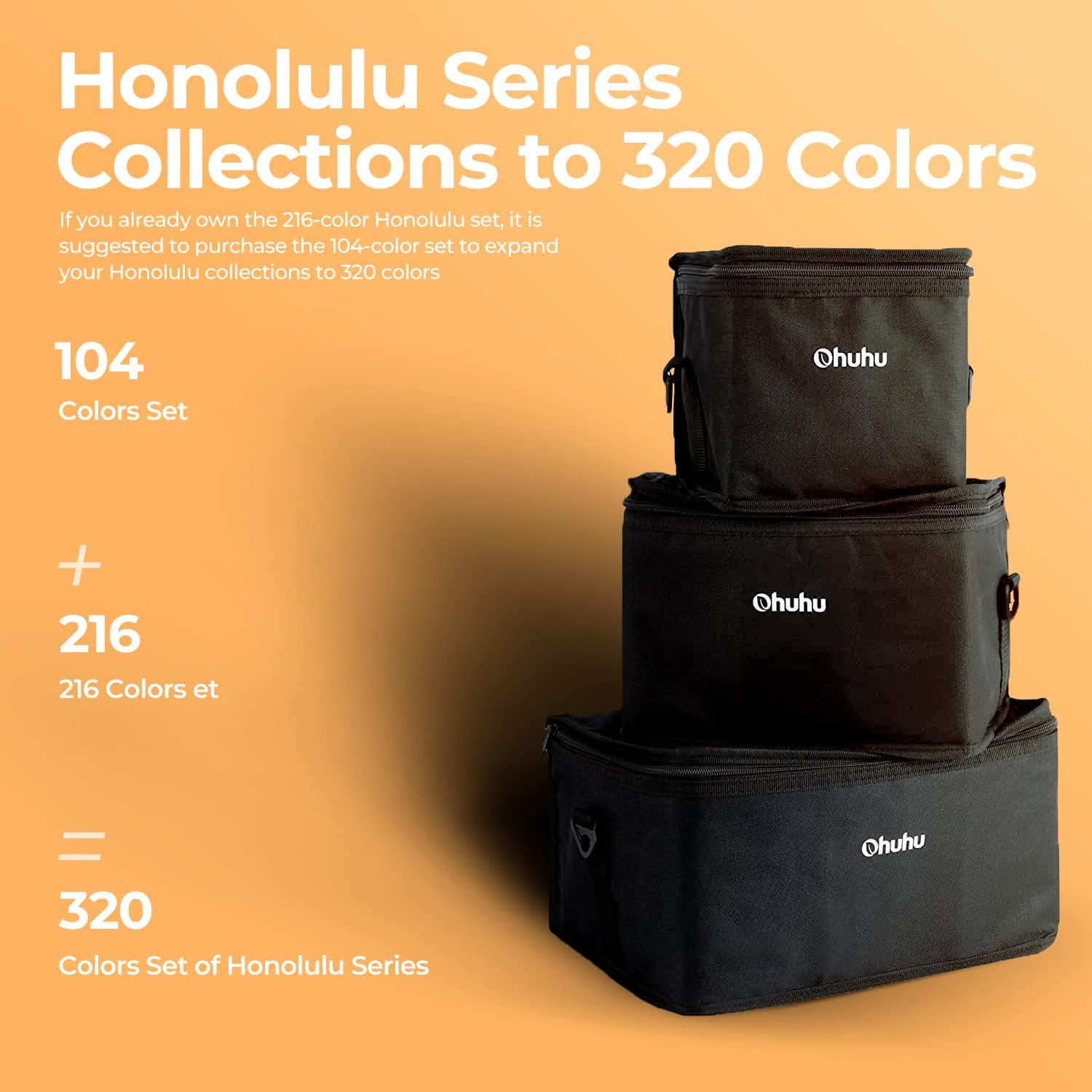 Ohuhu 104 Marcadores de Alcohol + 1 blender | Honolulu A: Pincel y Biselada