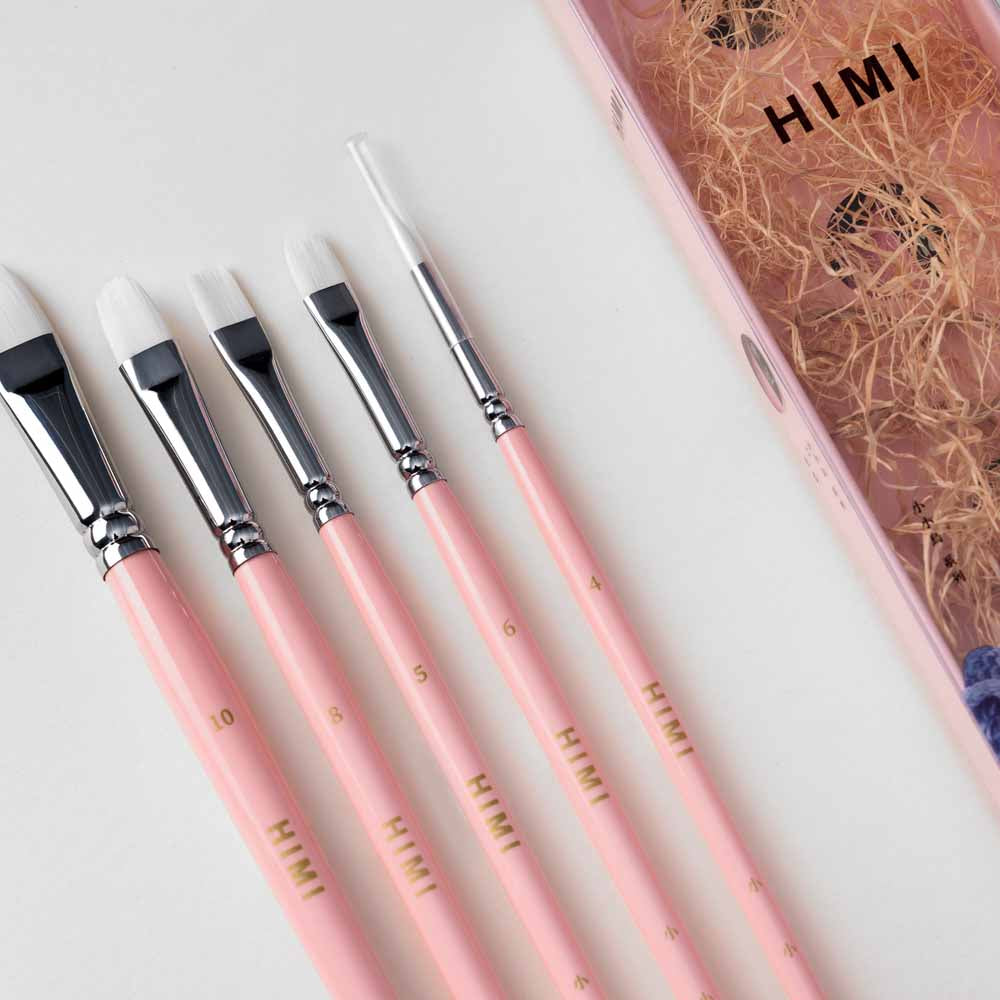 Set 5 Pinceles Distintas Técnicas | Himi Miya Little Bird | Color Rosado