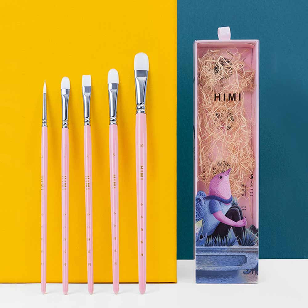 Set 5 Pinceles Distintas Técnicas | Himi Miya Little Bird | Color Rosado