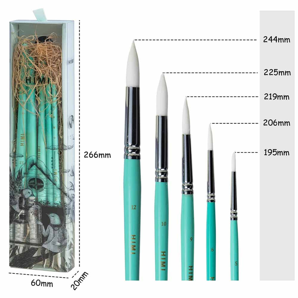 Set 5 Pinceles Acuarela | Himi Miya Little Bird | Color Verde