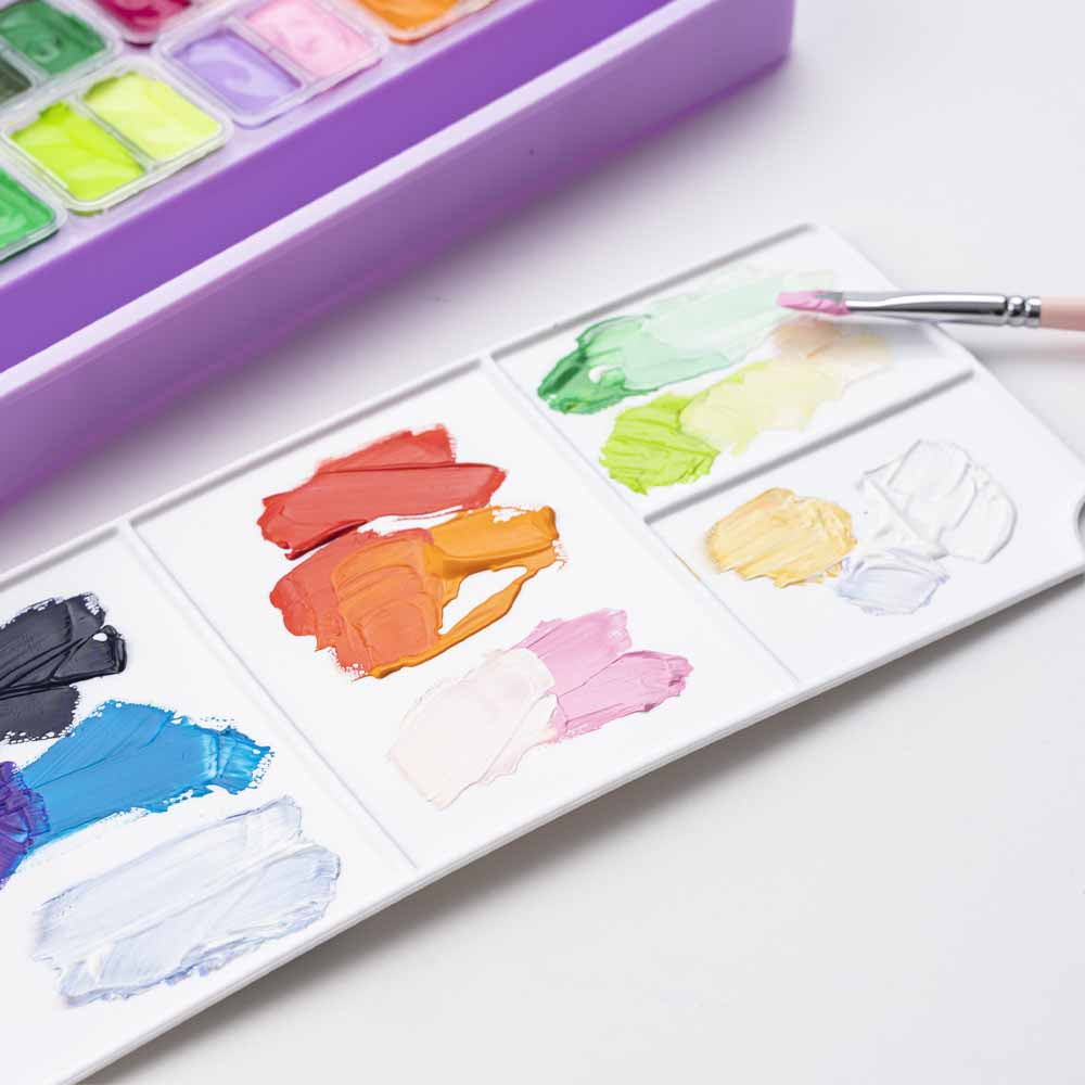 Gouache Himi 36 colores | 12 ml | Estuche Lila (incluye 3 pinceles)