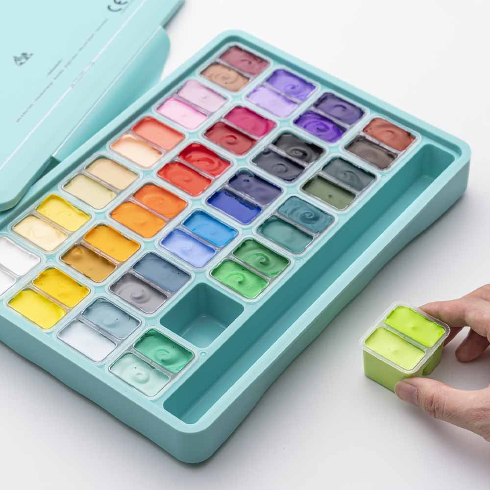 Gouache Himi 48 colores | 12 ml | Estuche Verde Agua (sin pinceles)