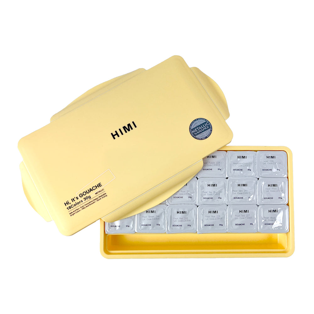 Gouache Himi 18 colores | 30 ml | Colores Metálicos Estuche Amarillo