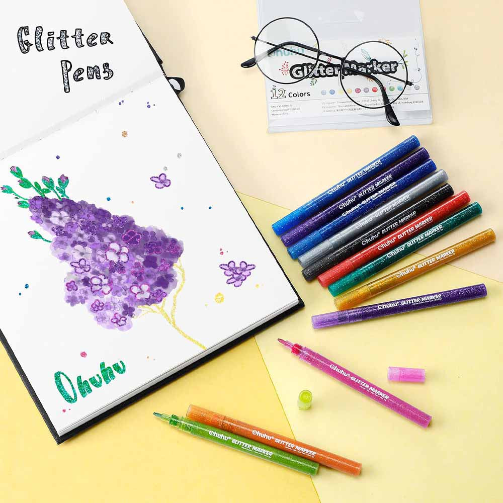 Marcadores Glitter Metálicos Ohuhu | 12 colores