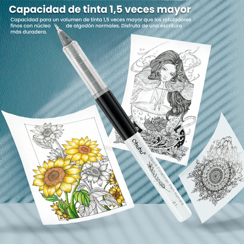 Set Tiralíneas Ohuhu Kohala 9 unidades | 1 Punta Pincel + 8 Puntas Finas