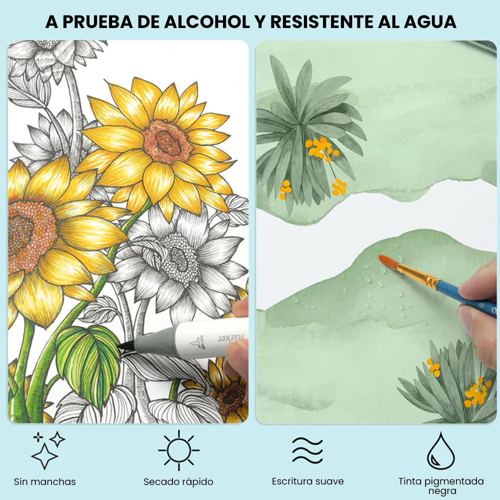 Set Tiralíneas Ohuhu Kohala 9 unidades | 1 Punta Pincel + 8 Puntas Finas