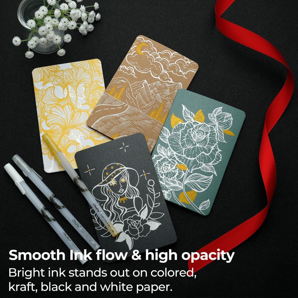 Lápiz Gel Ohuhu | Blanco, dorado o plateado