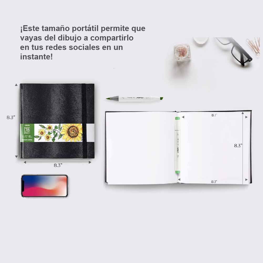 Sketchbook Ohuhu Para Marcadores de Alcohol | 21 x 21 CM, 78 hojas | 200 g/m2