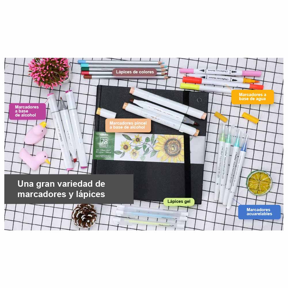 Sketchbook Ohuhu Para Marcadores de Alcohol | 21 x 21 CM, 78 hojas | 200 g/m2