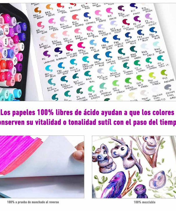 Sketchbook Ohuhu Para Marcadores de Alcohol | 17,5 x 16,5 CM, 30 hojas | 200 g/m2