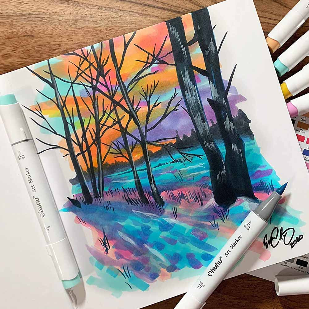 Sketchbook Ohuhu Para Marcadores de Alcohol | 17,5 x 16,5 CM, 30 hojas | 200 g/m2