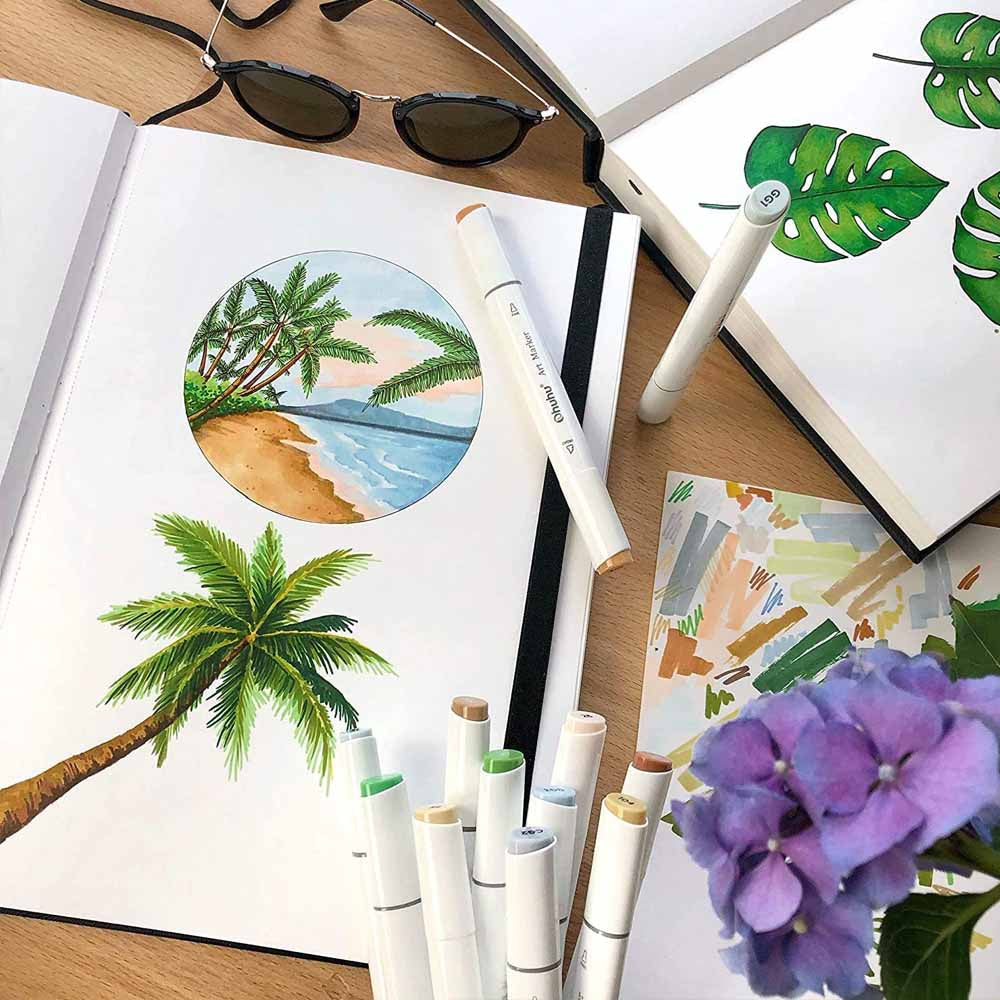 Sketchbook Ohuhu Para Marcadores de Alcohol | 17,5 x 16,5 CM, 30 hojas | 200 g/m2