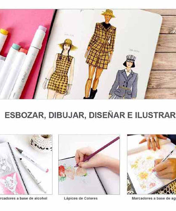 Sketchbook Ohuhu Para Marcadores de Alcohol | 17,5 x 16,5 CM, 30 hojas | 200 g/m2