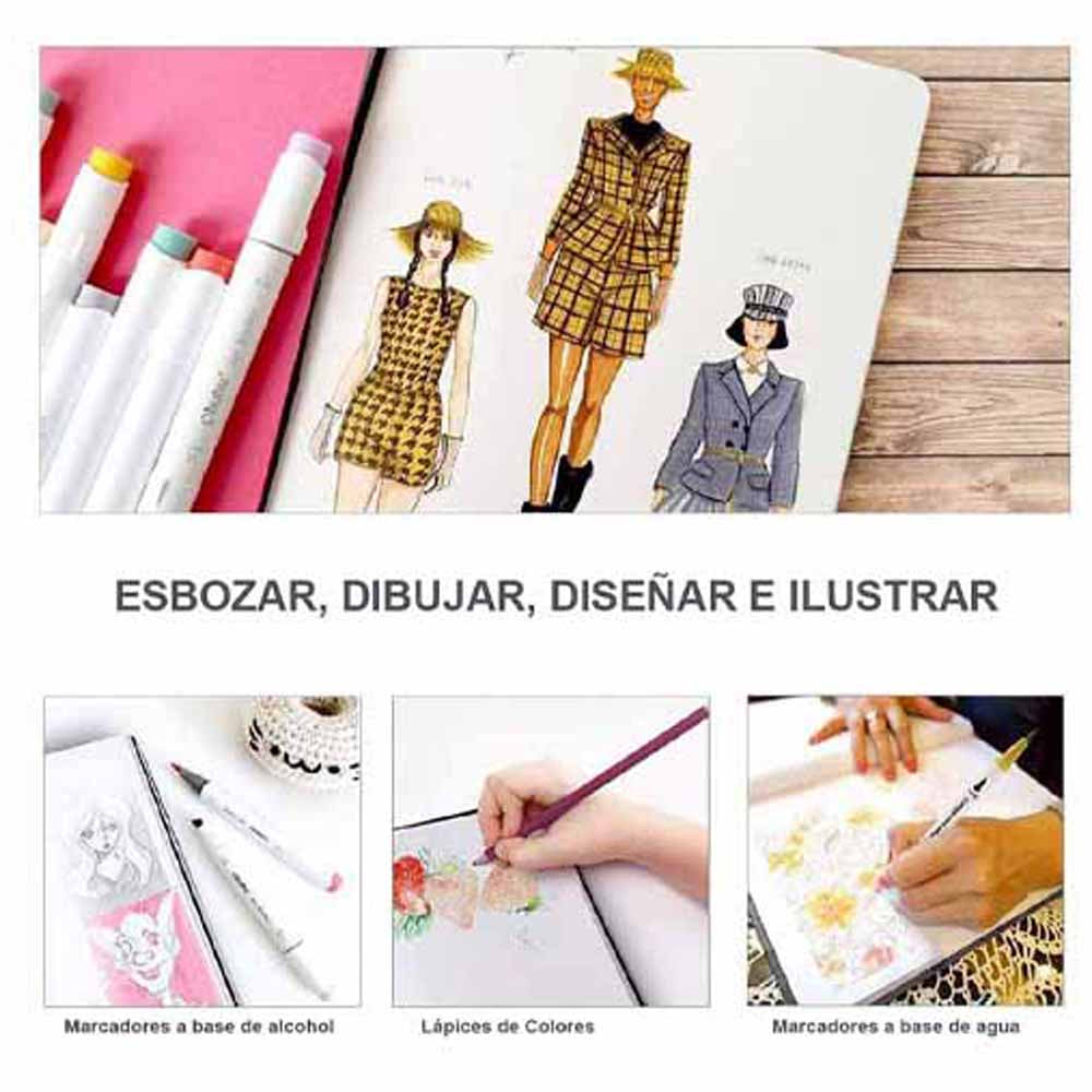 Sketchbook Ohuhu Para Marcadores de Alcohol | 17,5 x 16,5 CM, 30 hojas | 200 g/m2