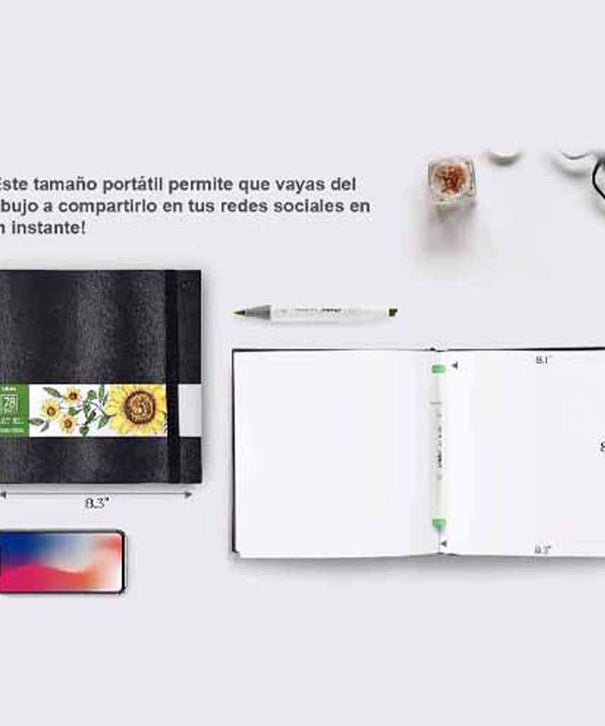 Sketchbook Ohuhu Para Marcadores de Alcohol | 17,5 x 16,5 CM, 30 hojas | 200 g/m2