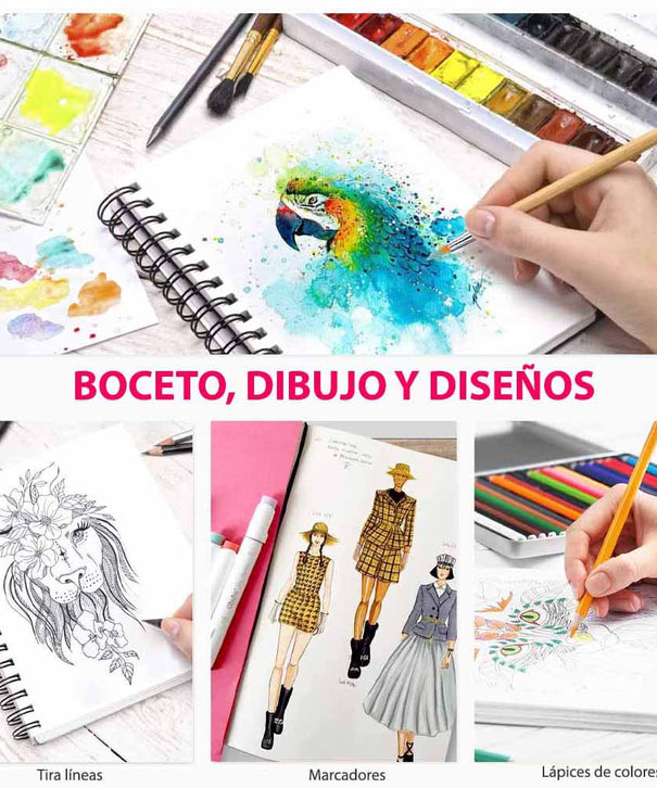 Sketchbook Ohuhu Para Marcadores de Alcohol Anillado | 22 x 21 CM, 60 hojas | 200 g/m2