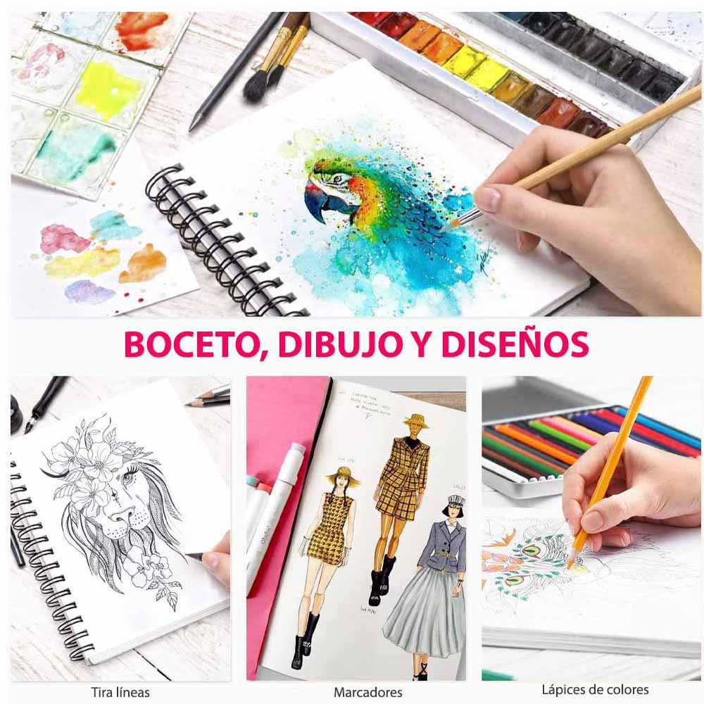 Sketchbook Ohuhu Para Marcadores de Alcohol Anillado | 22 x 21 CM, 60 hojas | 200 g/m2