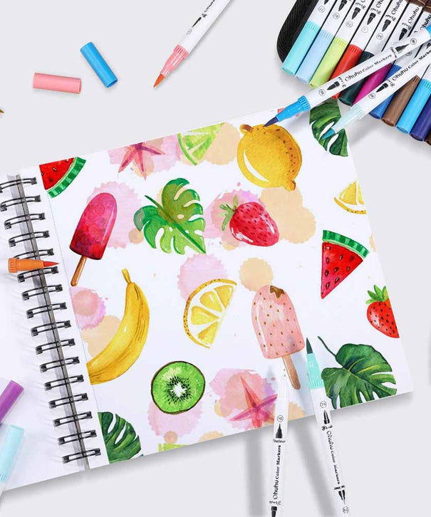 Sketchbook Ohuhu Para Marcadores de Alcohol Anillado | 22 x 21 CM, 60 hojas | 200 g/m2