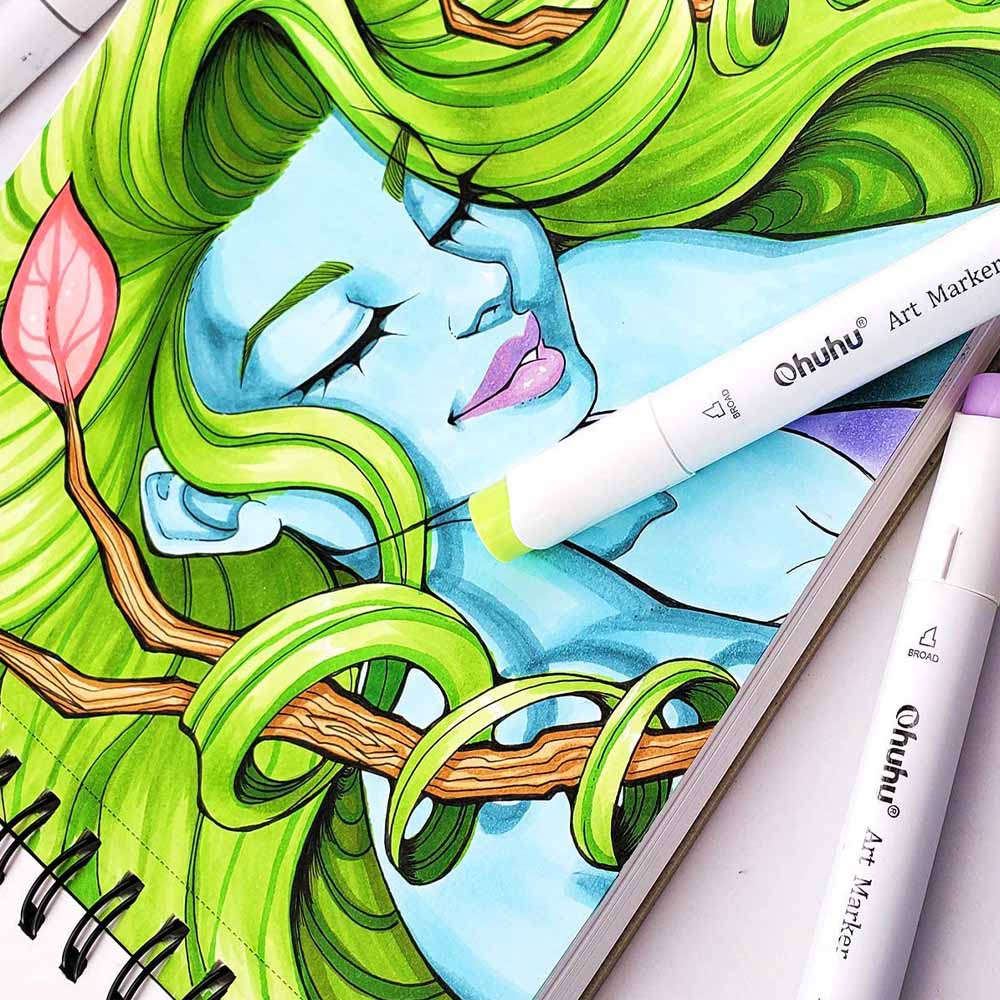 Sketchbook Ohuhu Para Marcadores de Alcohol Anillado | 22 x 21 CM, 60 hojas | 200 g/m2