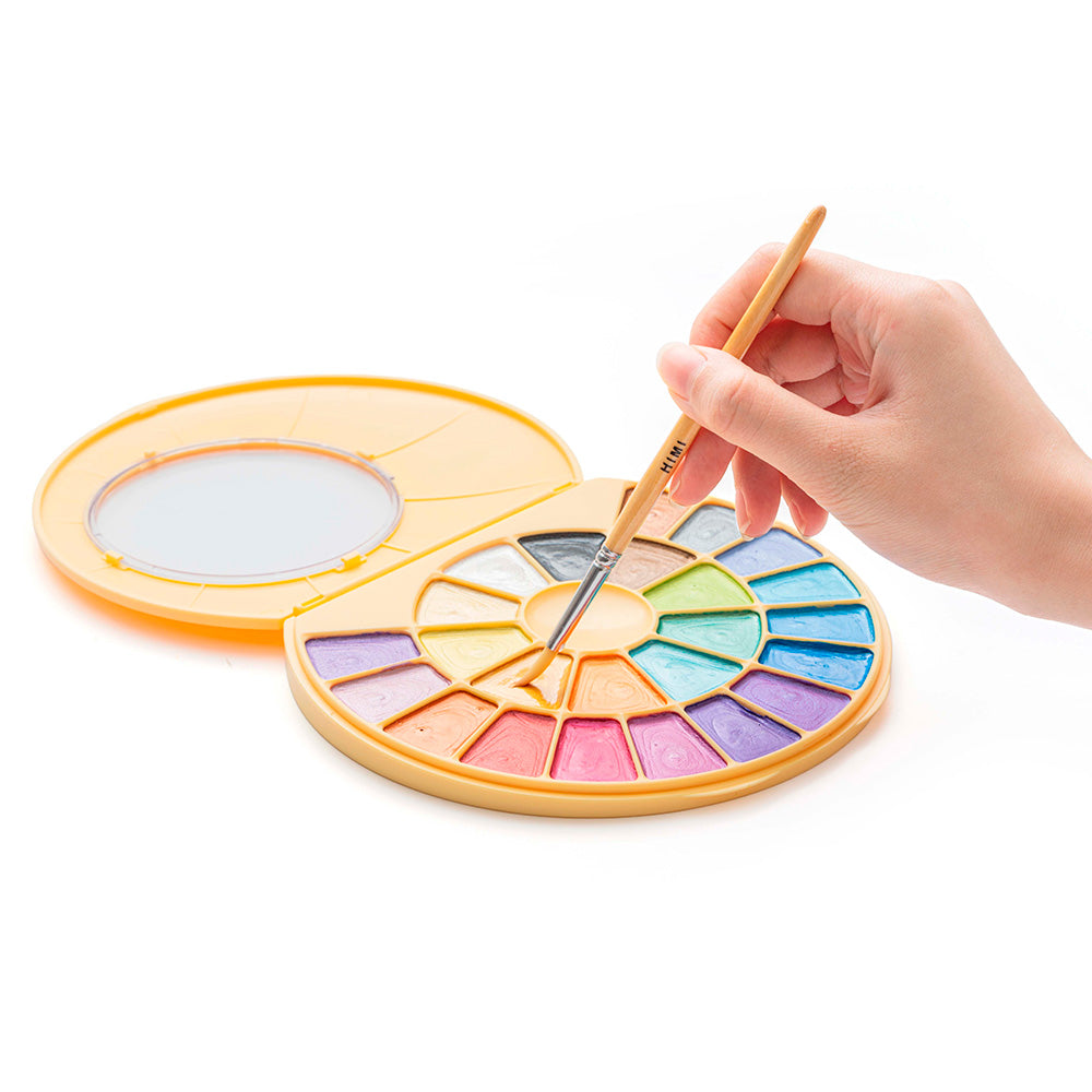Set Acuarela Metalizados Himi 24 colores + pincel | Semi Húmedo
