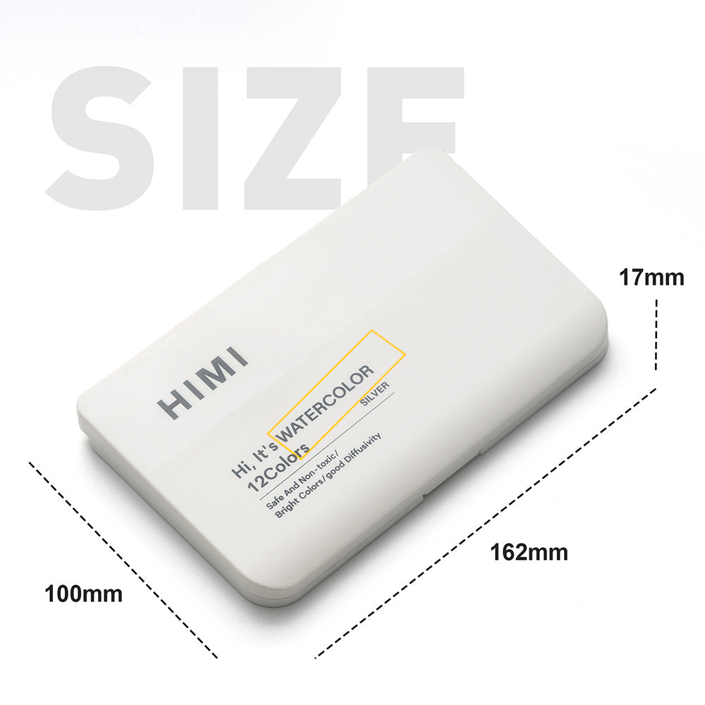 Set Acuarela Metalizada Himi 12 colores + pincel | Silver/Plata