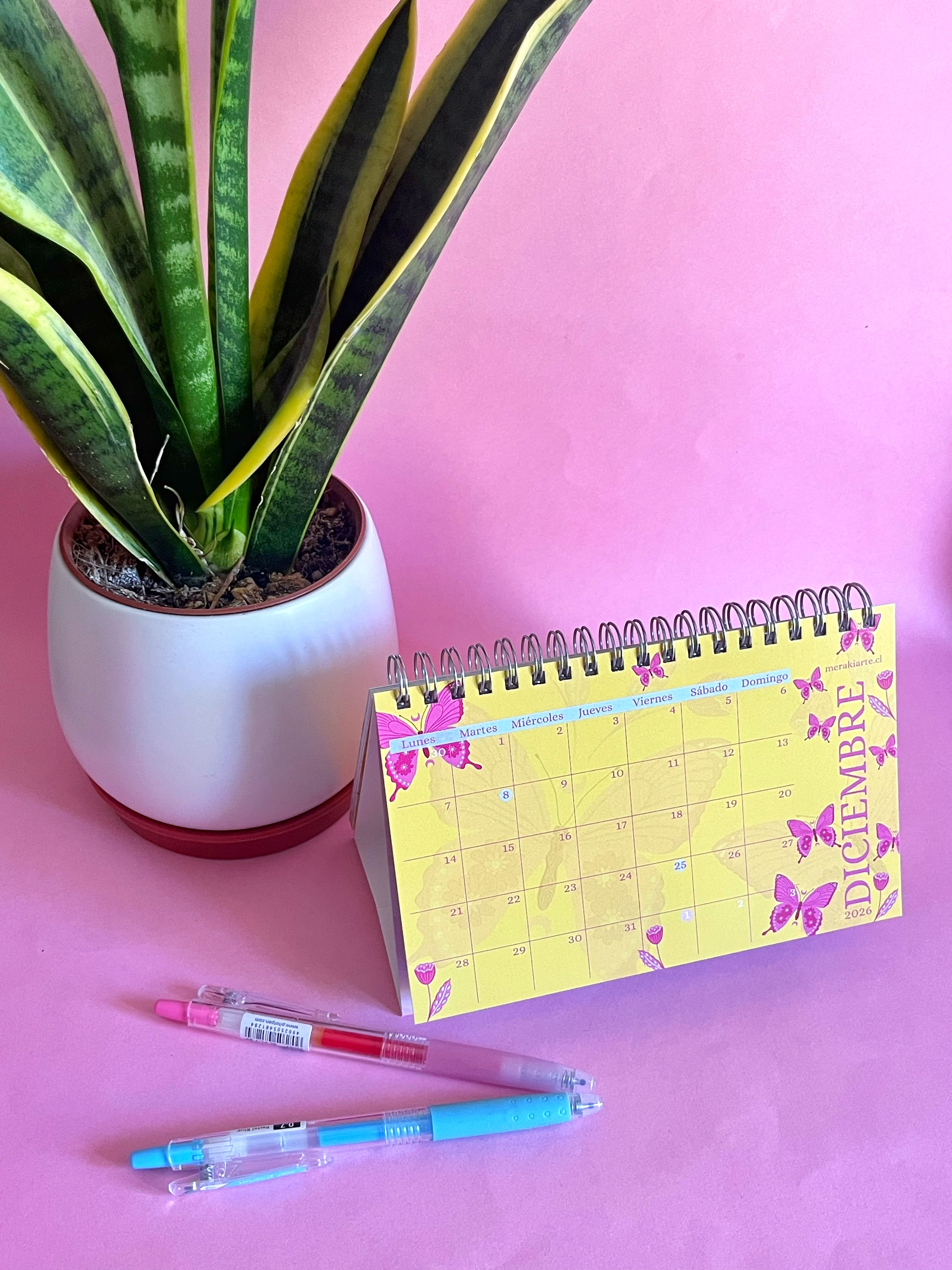 Calendario de Escritorio Ilustrado Meraki 2026 - Vivir Bonito 🌸