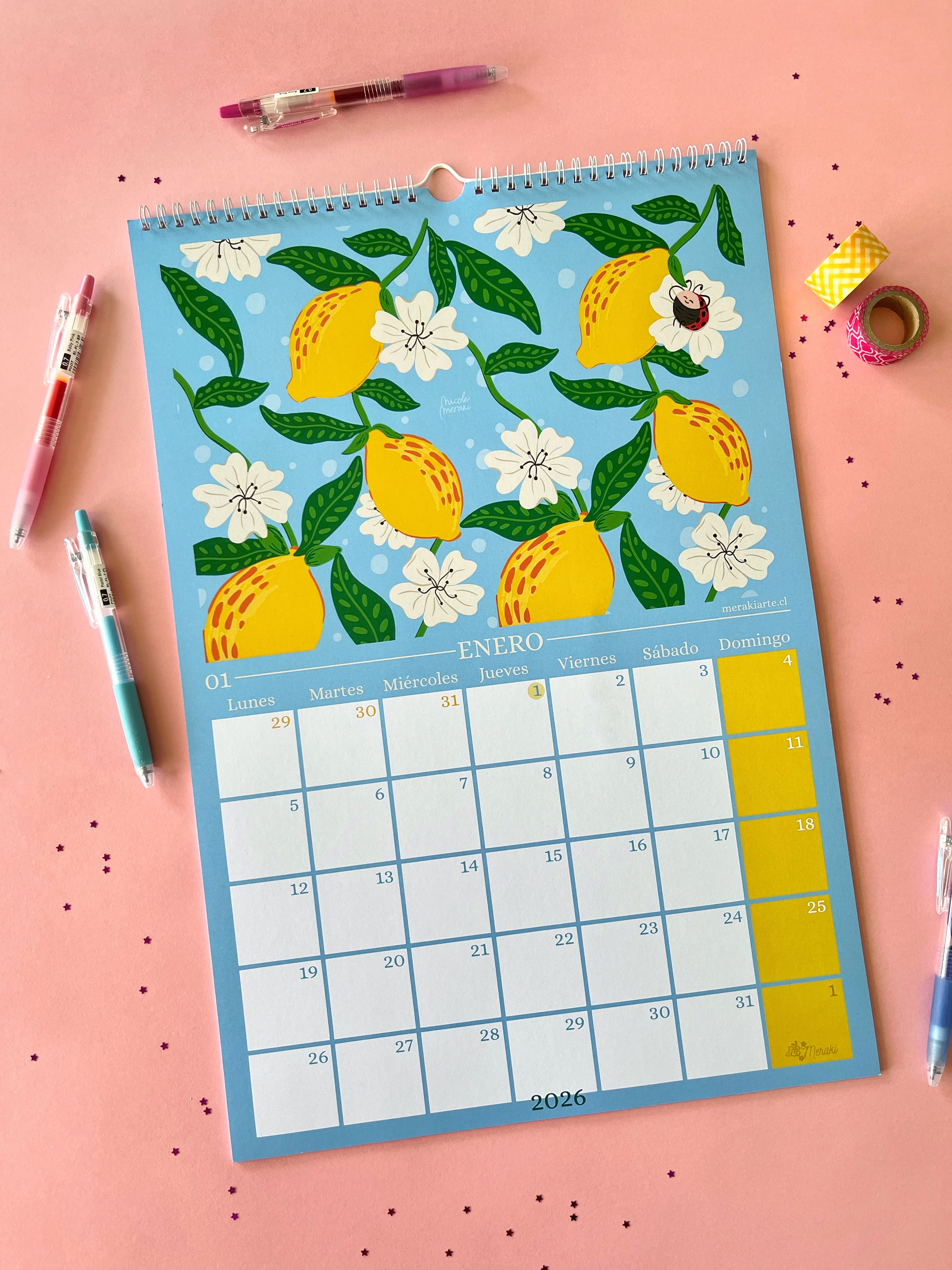Calendario Ilustrado Meraki 2026 - Vivir Bonito 🌸