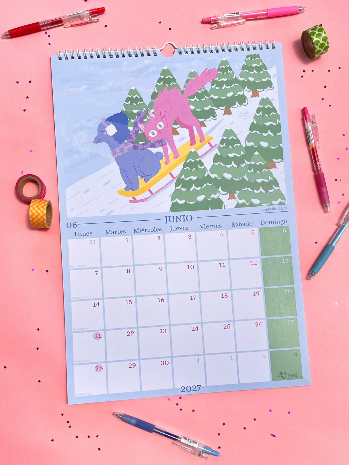 Calendario de Pared Ilustrado Meraki 2027 🌸