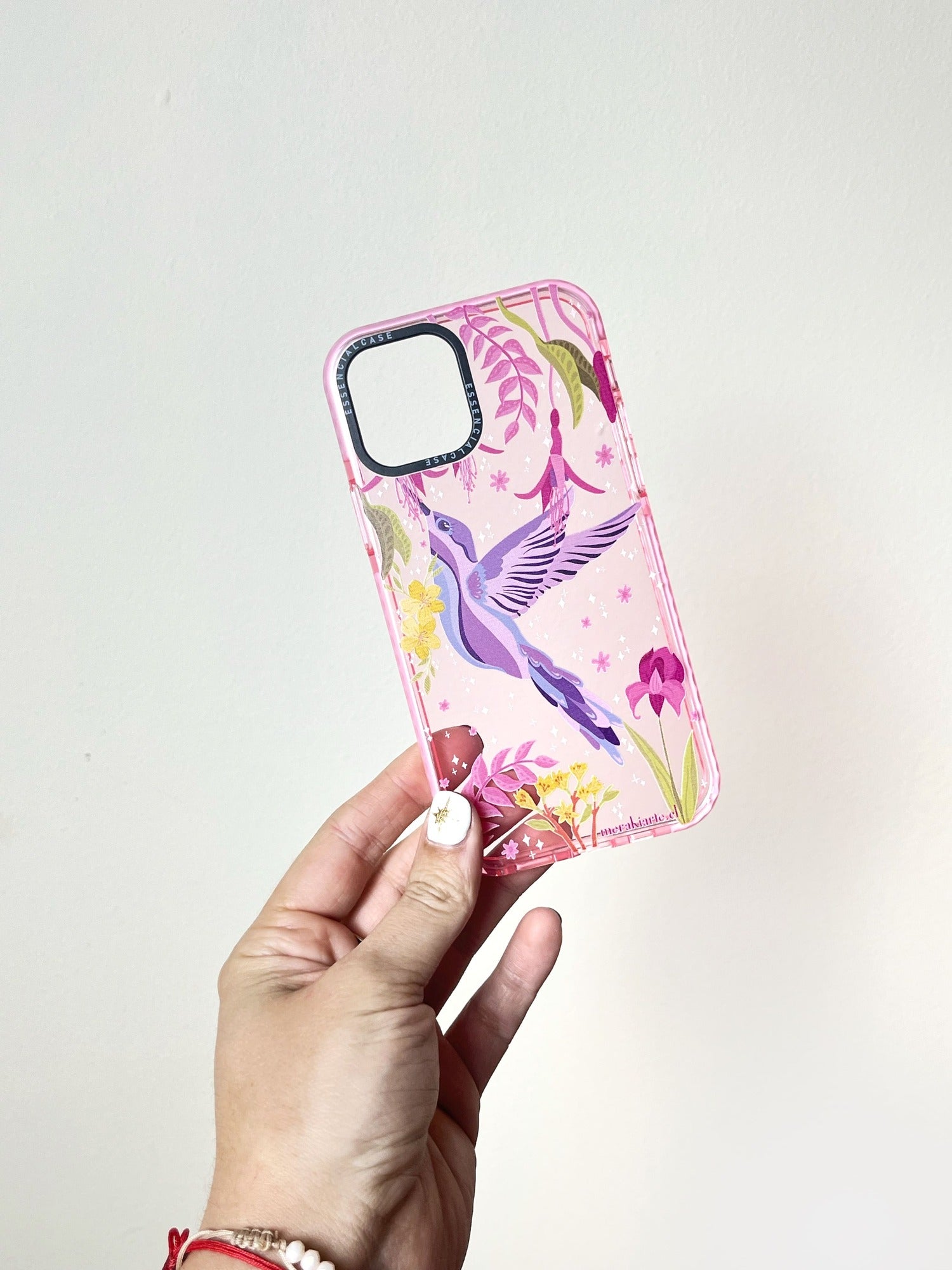 Carcasa Ilustrada Colibrí Rosada iPhone 12/12pro