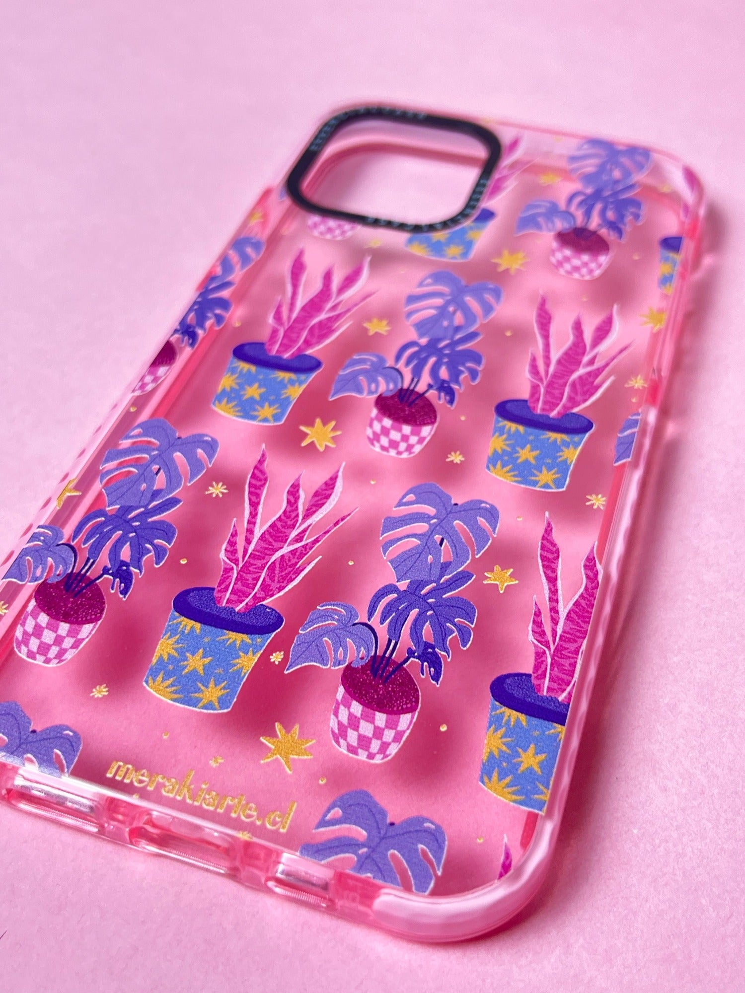 Carcasa Ilustrada Plantitas Rosada iPhone 12/12pro