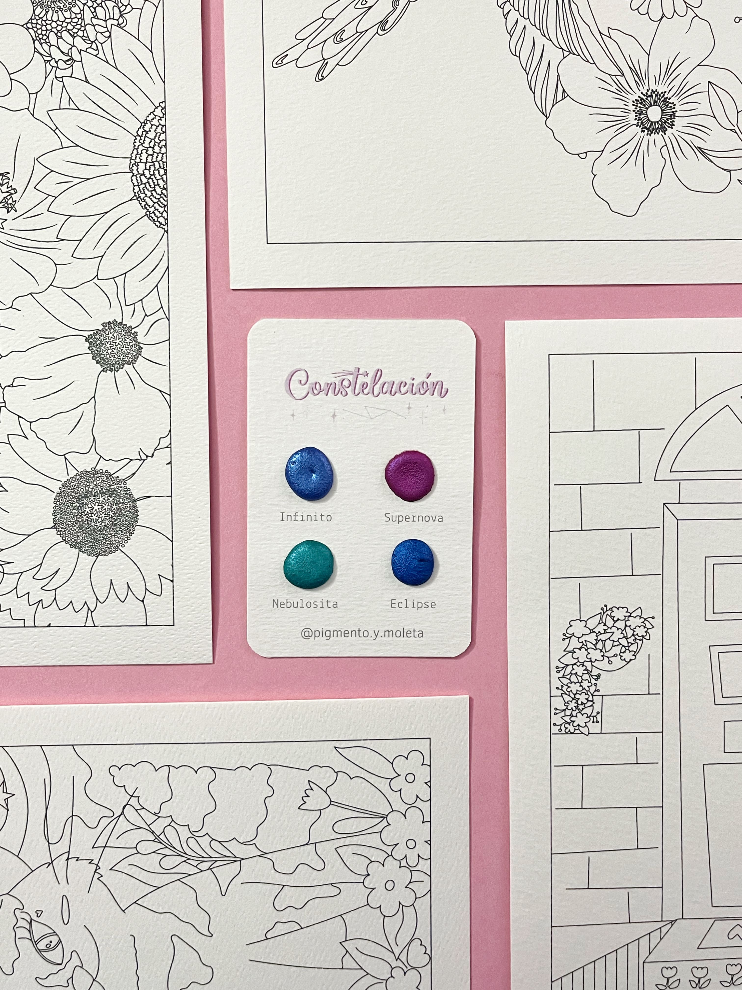 Set Acuarela Surtido | 4 ilustraciones + Puntiset 4 colores