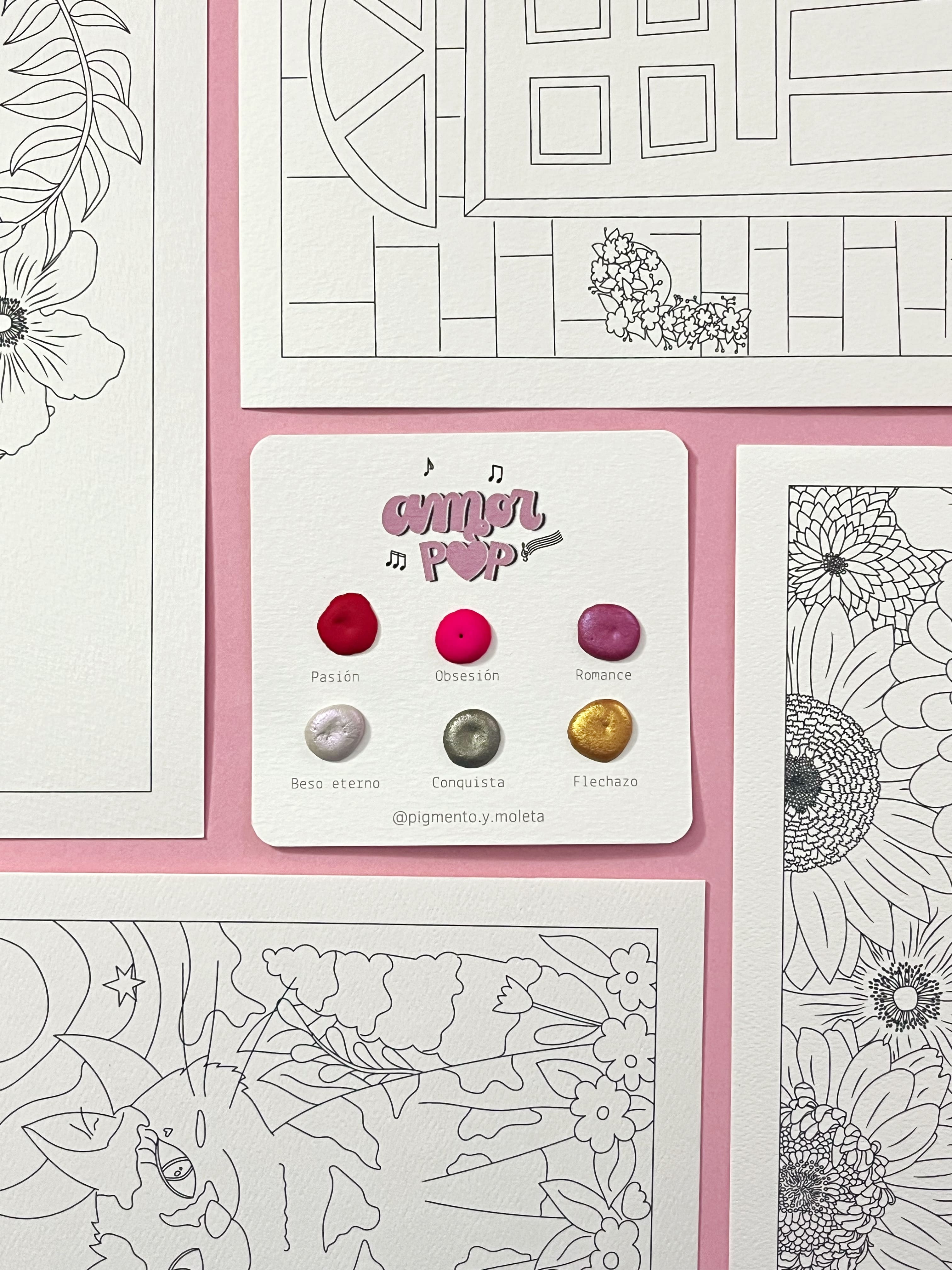 Set Acuarela Surtido | 4 ilustraciones + Puntiset 6 colores