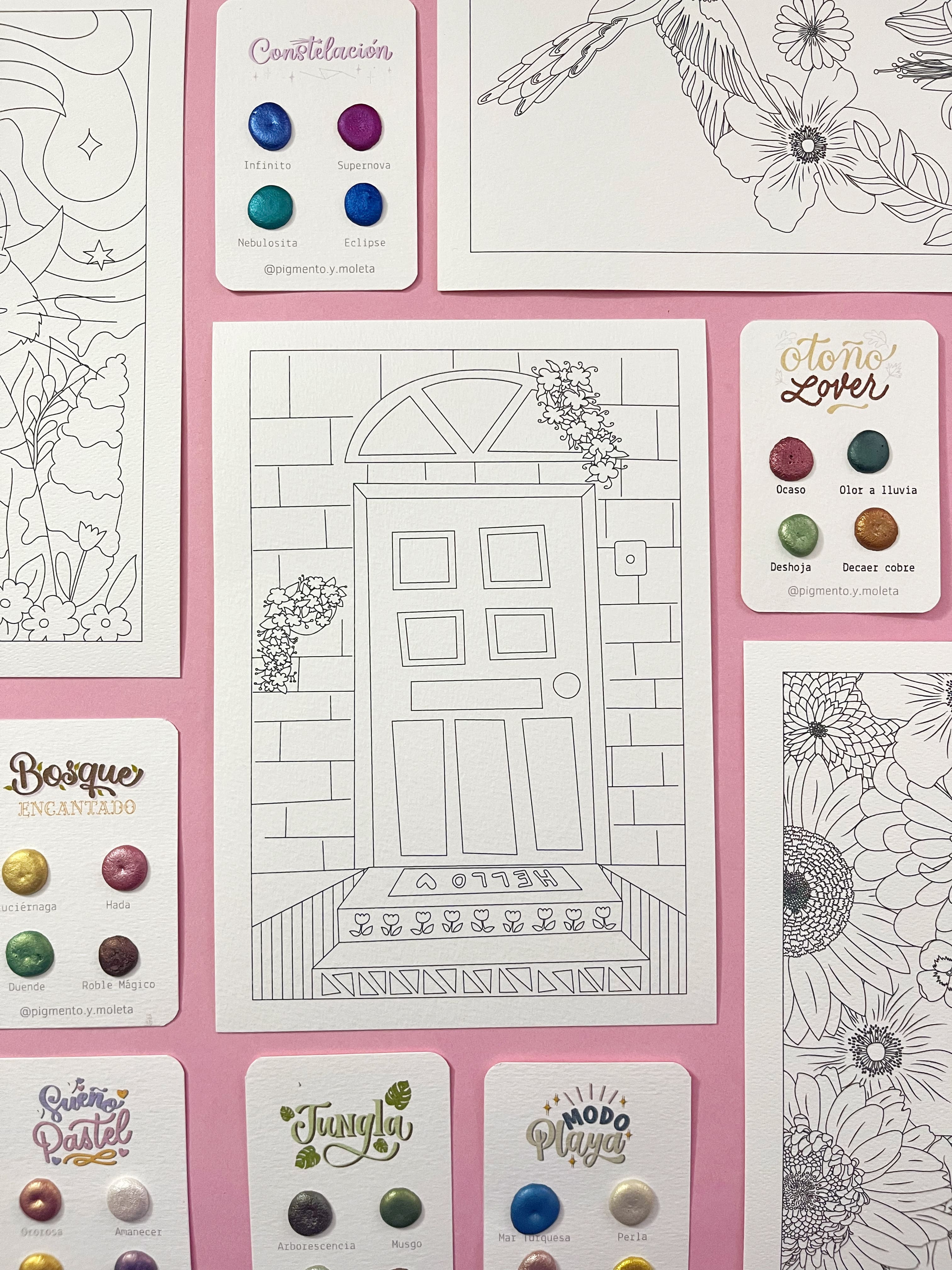 Set Acuarela Surtido | 4 ilustraciones + Puntiset 4 colores