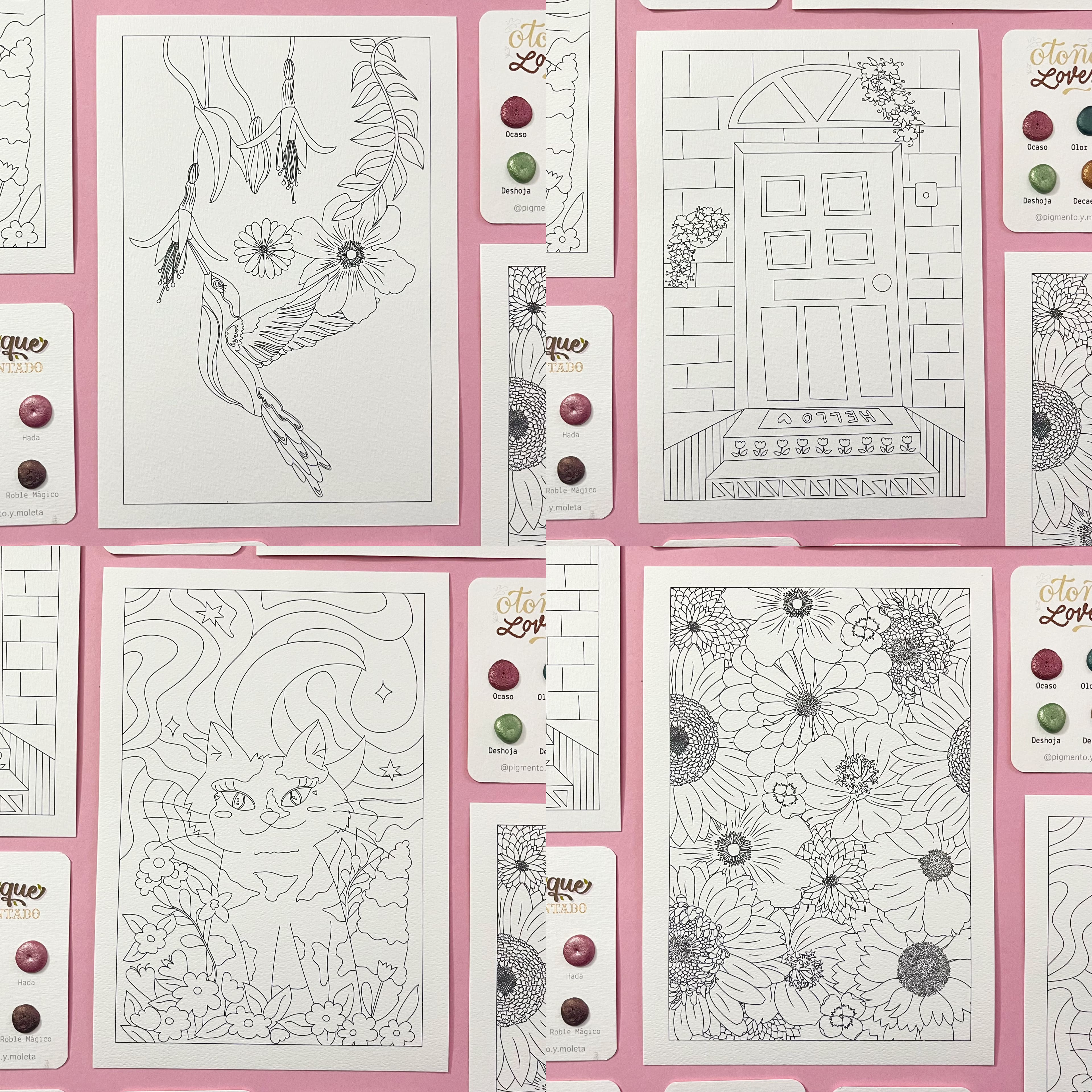 Set Acuarela Surtido | 4 ilustraciones + Puntiset 6 colores