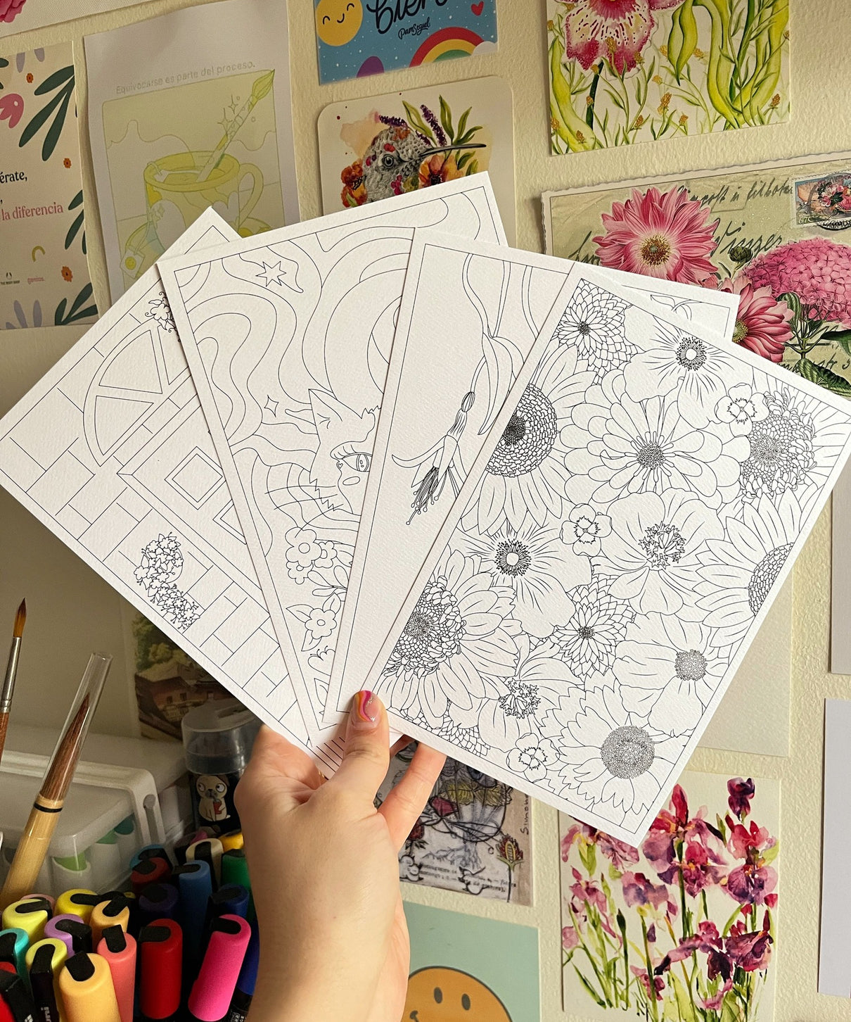 Set de 4 ilustraciones para pintar