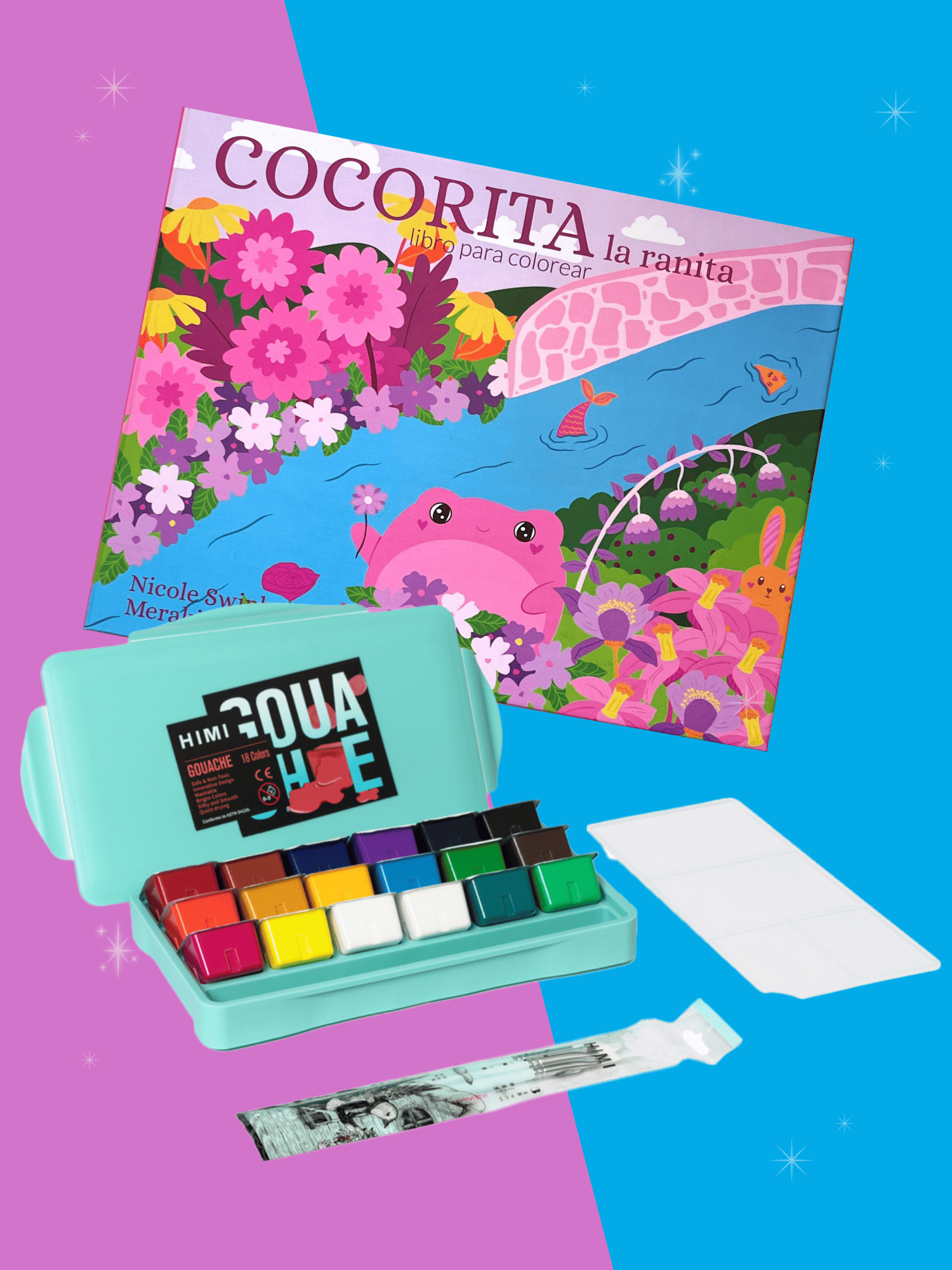 Set de Regalo: Cocorita Gouache Verde 18 colores