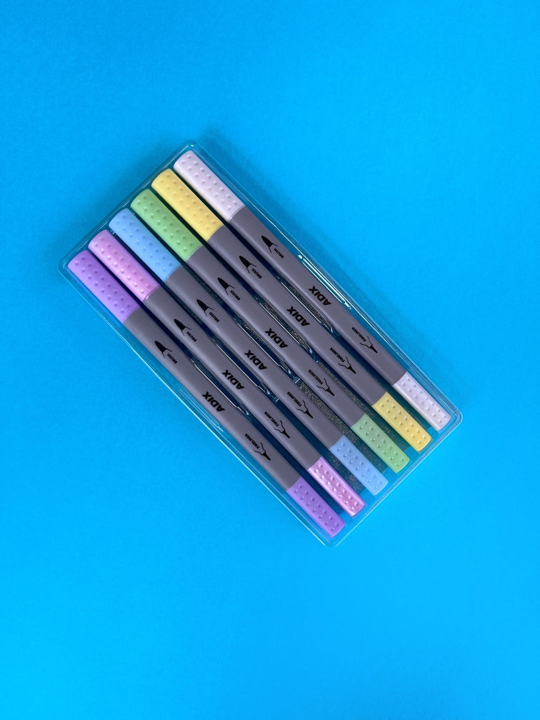 Brush pen/Fineliner - 6 Colores Pasteles