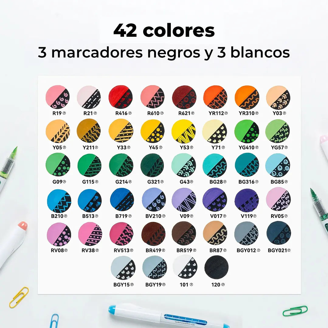 Marcadores Acrílicos Ohuhu Nahuku | Punta Pincel | 48 colores