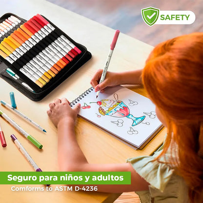 Marcadores Ohuhu Paper Friendly 60 colores a base de agua | Pincel y Tiralíneas | Pupe