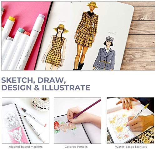 Sketchbook Ohuhu Para Marcadores de Alcohol Anillado | 25,4 x 19,3 CM, 60 hojas | 200 g/m2