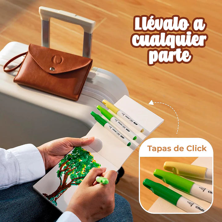Nalu Kit de Viaje | 12 Mini Marcadores de Alcohol Ohuhu