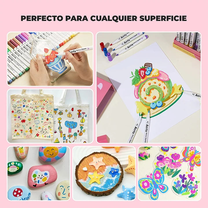 Marcadores Acrílicos Arrtx 30D | Punta Pincel | 30 colores vibrantes