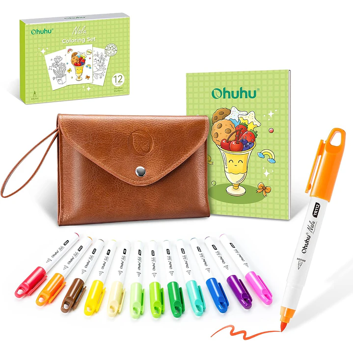 Nalu Kit de Viaje | 12 Mini Marcadores de Alcohol Ohuhu