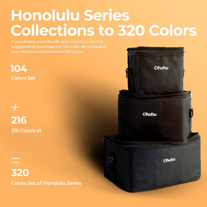 Ohuhu 104 Marcadores de Alcohol + 1 blender | Honolulu A: Pincel y Biselada