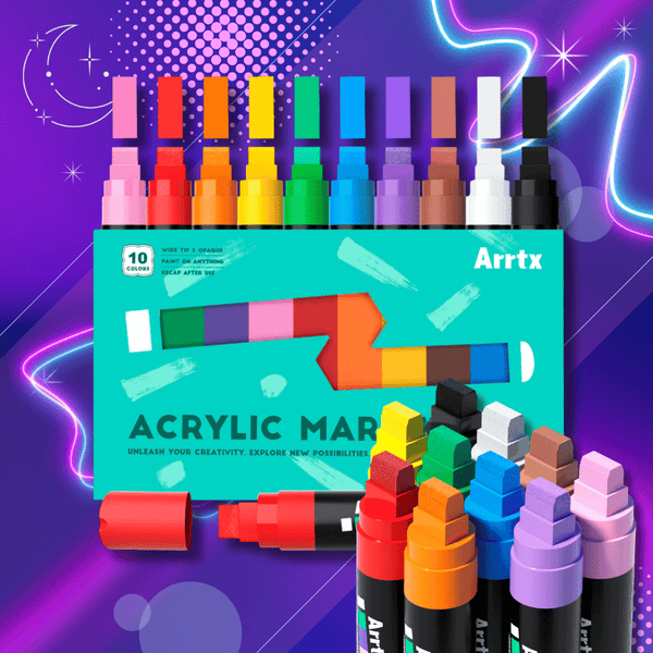 Magic Touch パター Akagi Marcadores Acrílicos Arrtx Jumbo | Punta Ancha 15 mm | 10 colores