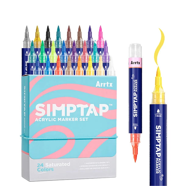 Marcadores Acrílicos Arrtx Simptap | Punta Pincel | 24 colores