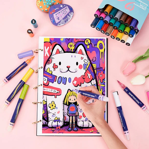 Marcadores Acrílicos Arrtx Simptap | Punta Pincel | 24 colores