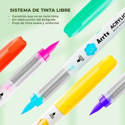 Marcadores Acrílicos Arrtx 36 colores | Punta Pincel | Tinta líquida
